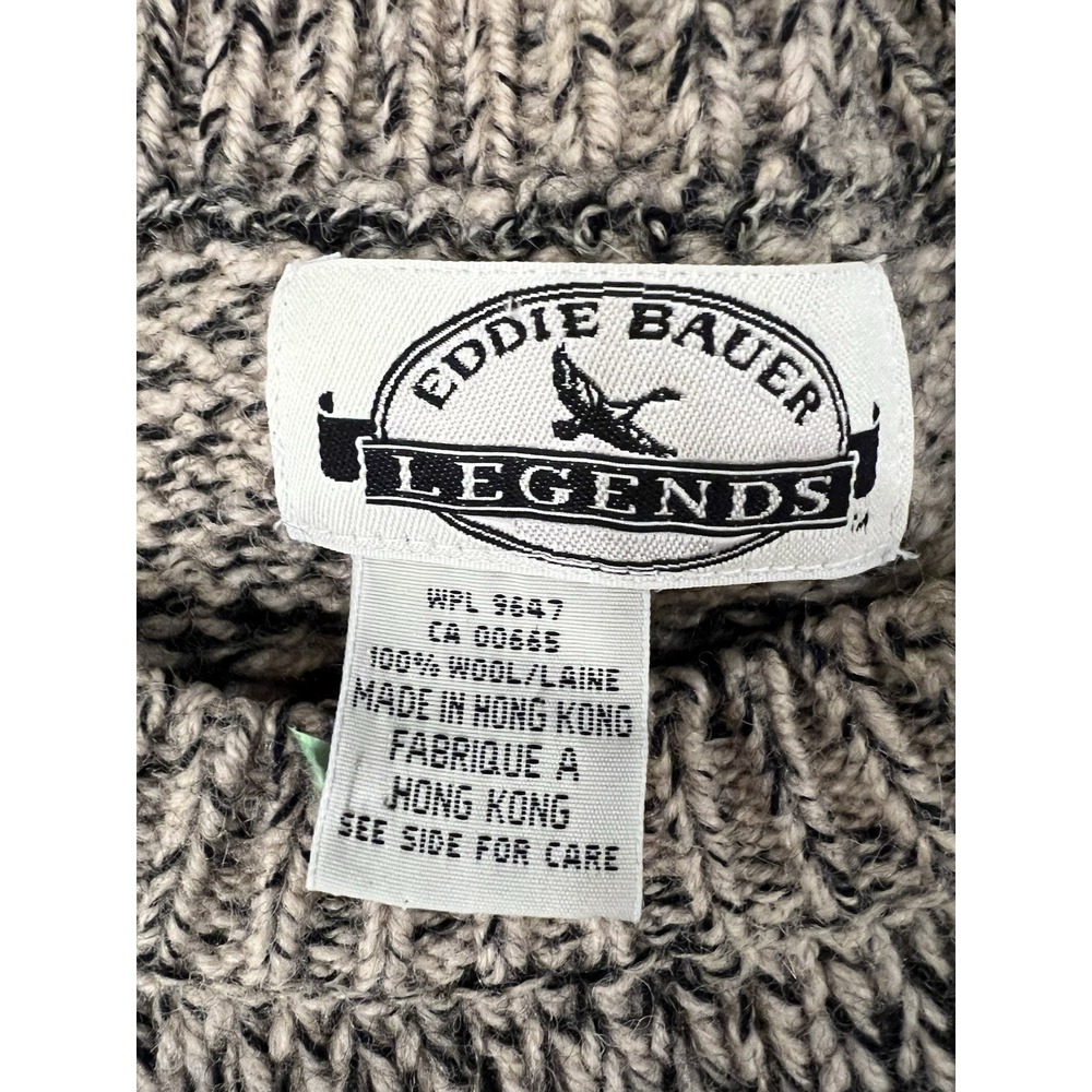 VTG Eddie Bauer Legends 100% Wool Nordic Fair Isle Sweater Brown/Oatmeal M-L - Picture 5 of 9